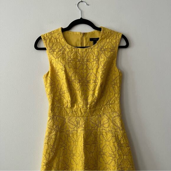 J. Crew Sunflower Yellow Textured Jacquard Eyelet Dress - Picture 4 of 8